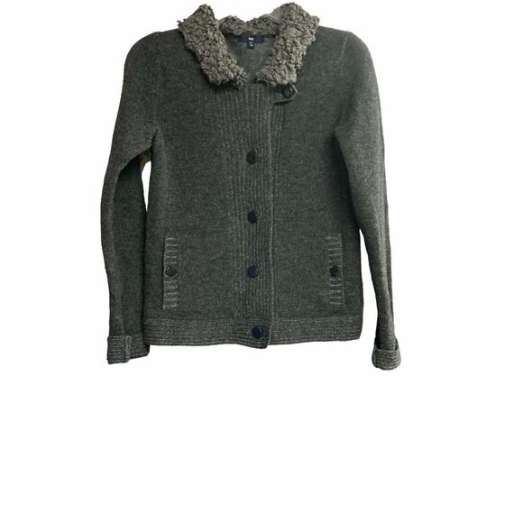 GAP 100% Wool Gray Button‎ Up Sweater Cardigan Shrug Size XS - Picture 1 of 10